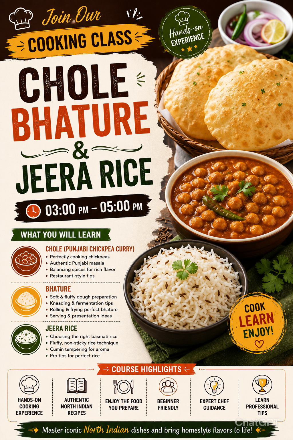 🍛 Chole Bhature & Jeera Rice Cooking Class